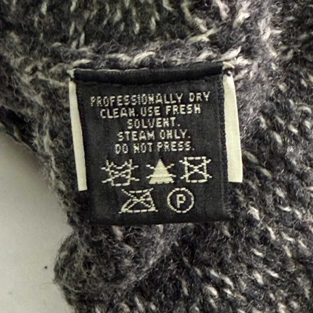 Eddie Bauer Mens Large Wool Blend Marled Knit Crewneck Sweater Grey Red Chunky - Picture 5 of 6